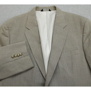 Jos A Bank Blazer Mens 46L Plaid Lined Wool Blend Notch Lapel 2 Button